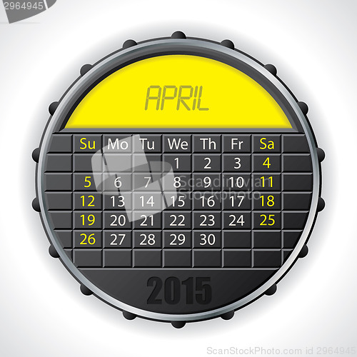 Image of 2015 april calendar with lcd display