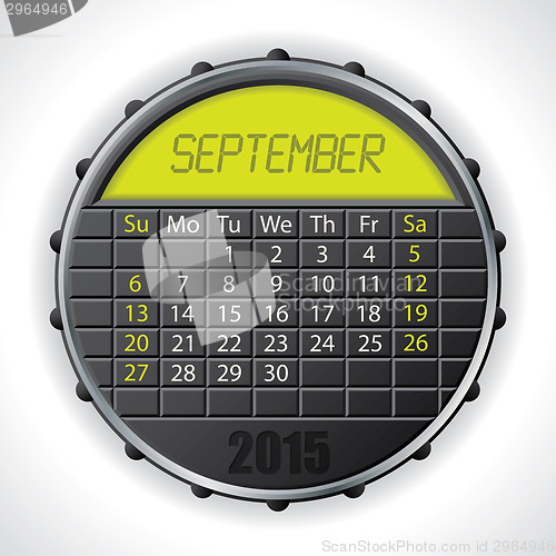 Image of 2015 september calendar with lcd display