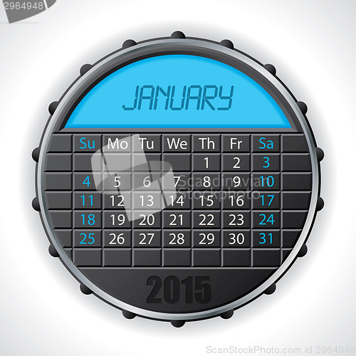 Image of 2015 january calendar with lcd display