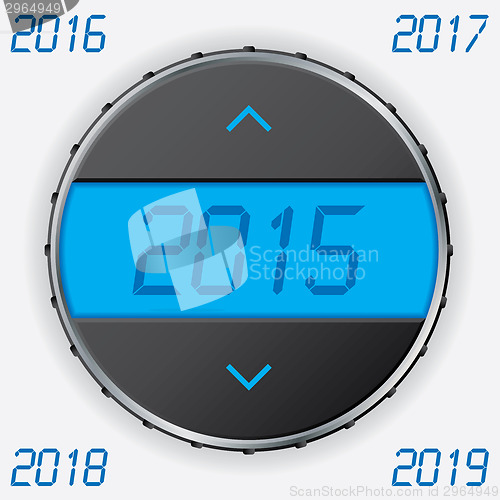 Image of Car gauge with 2015 text