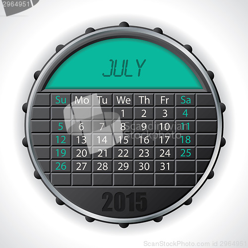 Image of 2015 july calendar with lcd display