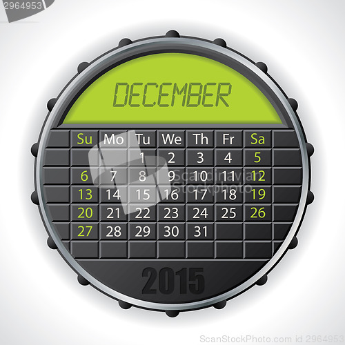 Image of 2015 december calendar with lcd display