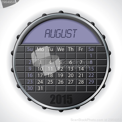 Image of 2015 august calendar with lcd display