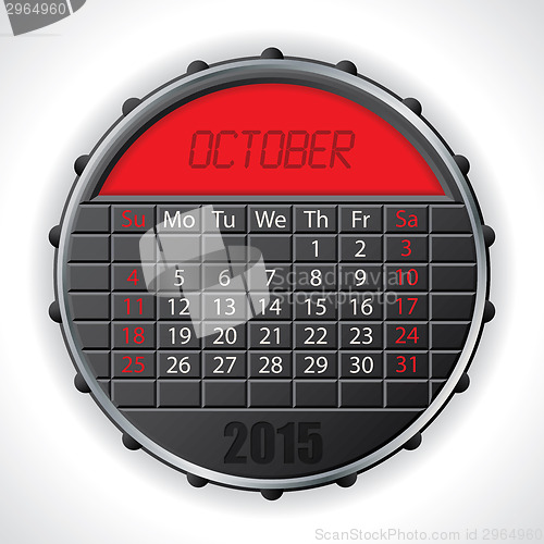 Image of 2015 october calendar with lcd display