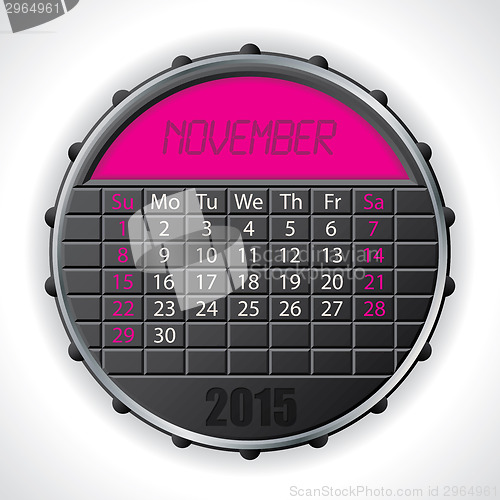 Image of 2015 november calendar with lcd display