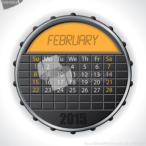 Image of 2015 february calendar with lcd display