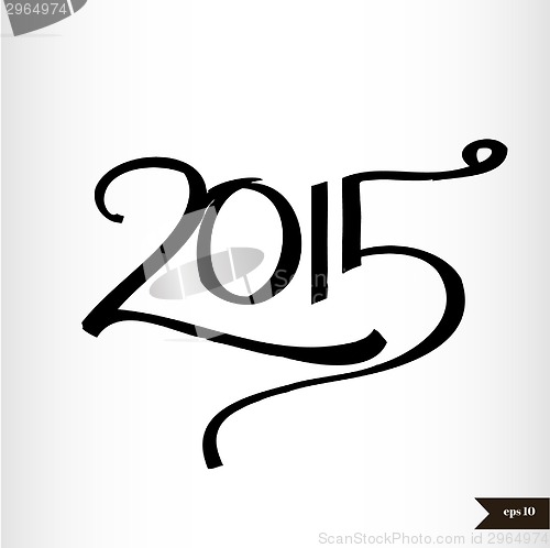 Image of Happy New Year Handwritten calligraphic watercolor 2015