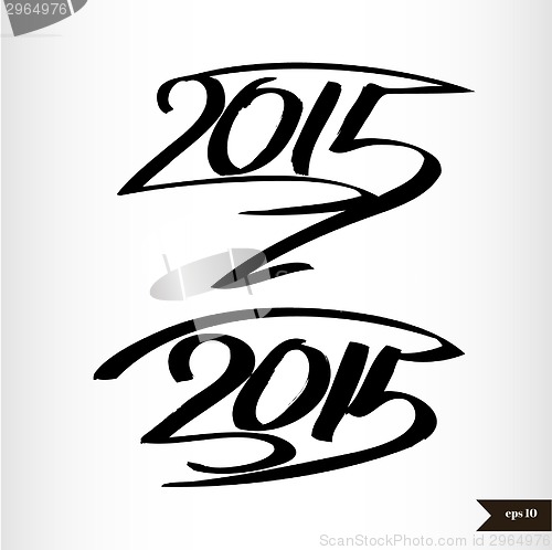 Image of Happy New Year Handwritten calligraphic watercolor 2015