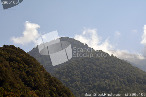 Image of slopes of the Caucasus in cloudy weather