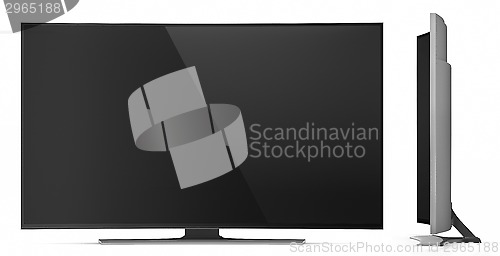 Image of UHD Smart Tv with Curved Screen on White