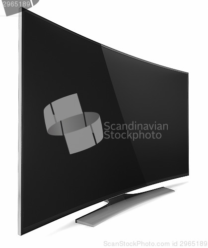 Image of UHD Smart Tv with Curved screen on white background