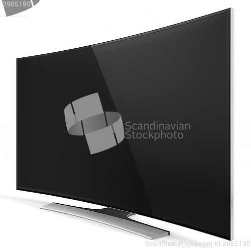 Image of UHD Smart Tv with Curved Screen on White