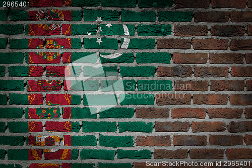 Image of Brick wall texture with flag