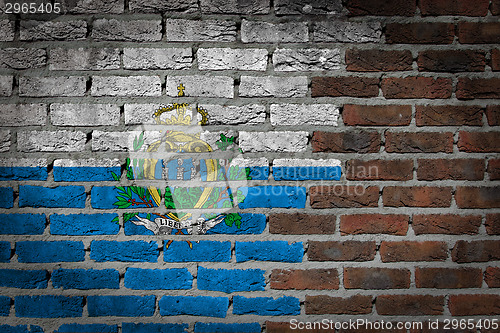 Image of Brick wall texture with flag