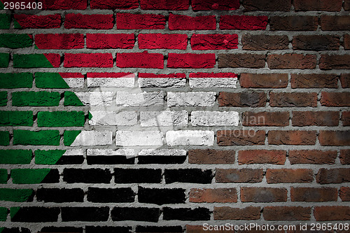 Image of Brick wall texture with flag