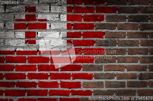 Image of Brick wall texture with flag