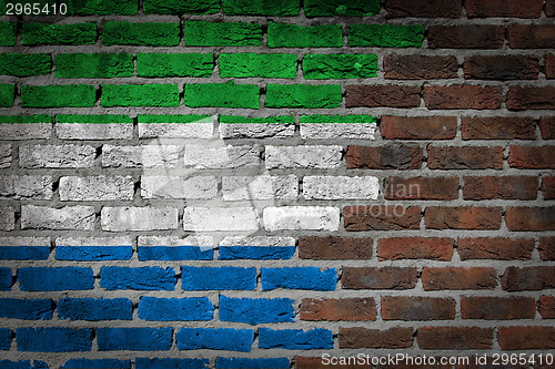 Image of Brick wall texture with flag