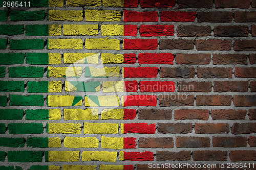 Image of Brick wall texture with flag