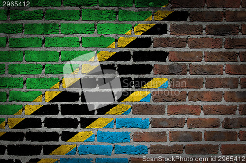 Image of Brick wall texture with flag