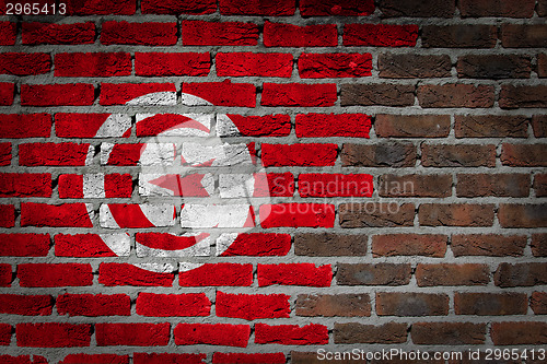 Image of Brick wall texture with flag