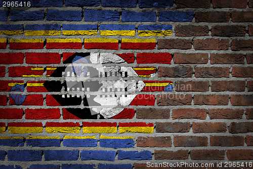 Image of Brick wall texture with flag