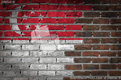 Image of Brick wall texture with flag