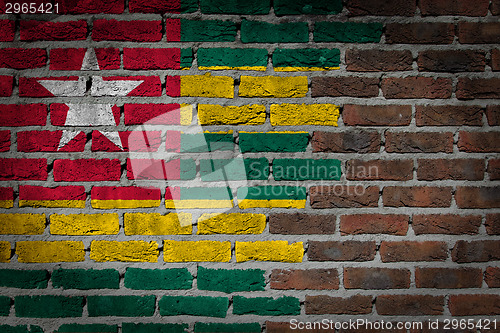 Image of Brick wall texture with flag