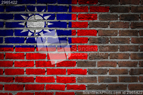 Image of Brick wall texture with flag