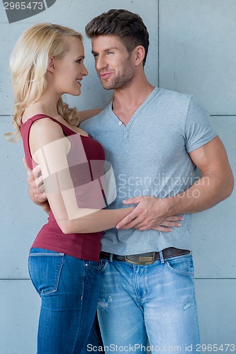 Image of Loving couple smiling at each other