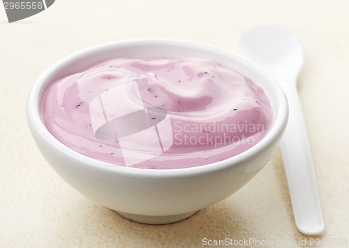 Image of bowl of pink blueberry yogurt