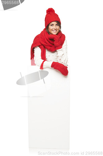 Image of winter woman with banner