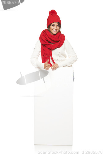 Image of winter woman with banner
