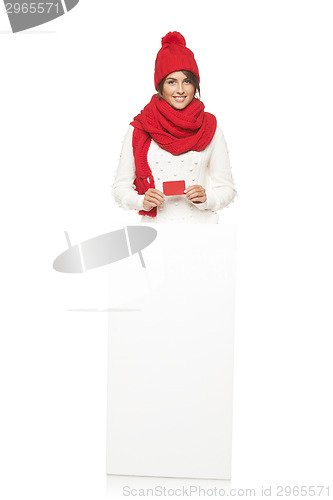 Image of winter woman with banner