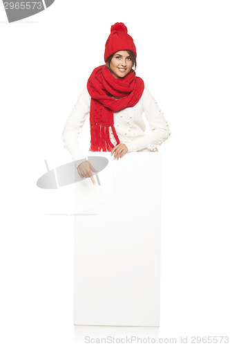 Image of winter woman with banner