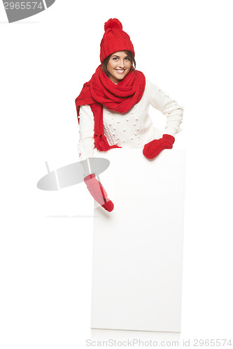 Image of winter woman with banner