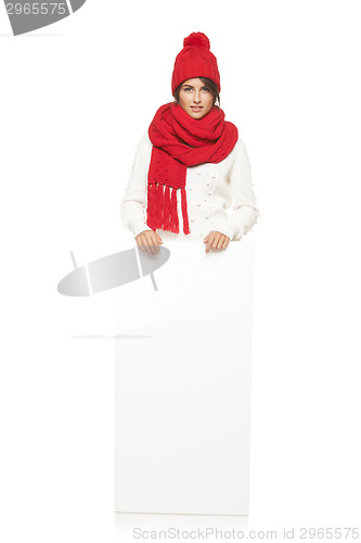 Image of winter woman with banner