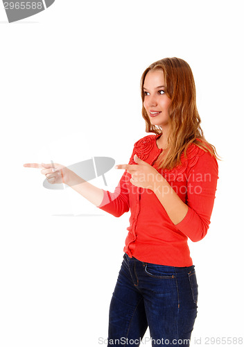 Image of Woman pointing finger.