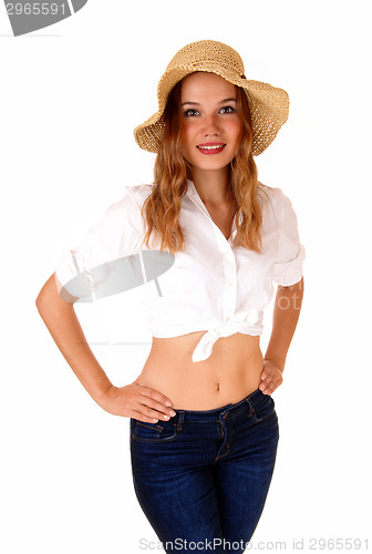 Image of Beautiful woman with hat.