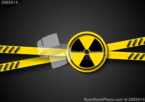 Image of Danger tape abstract background with radiation symbol