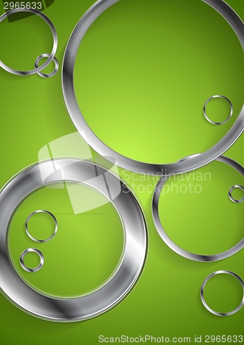 Image of Bright green backdrop with metallic circles