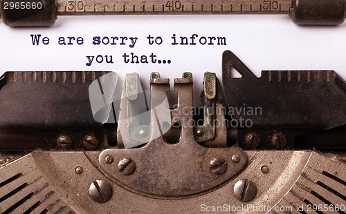 Image of Vintage inscription made by old typewriter