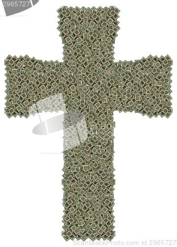 Image of Cross made of old and dirty microprocessors 