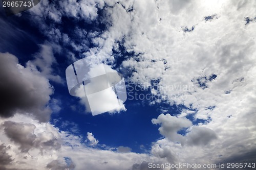 Image of Sunlight sky with clouds at wind day