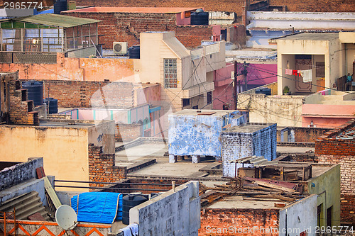 Image of Roofs of the poor houses. Agra, India