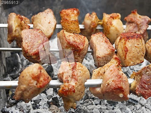 Image of Shish kebab on metal skewers