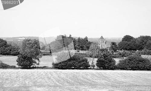 Image of Rural landscape with historic church in Kent, England