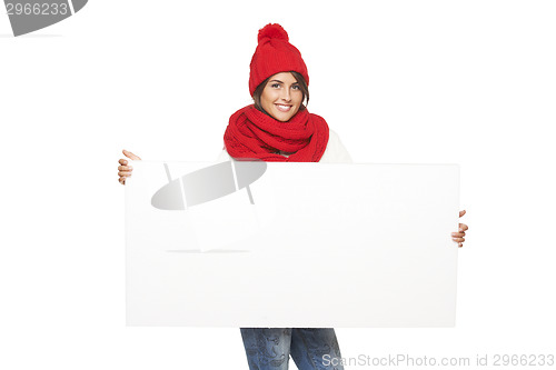 Image of winter woman with banner