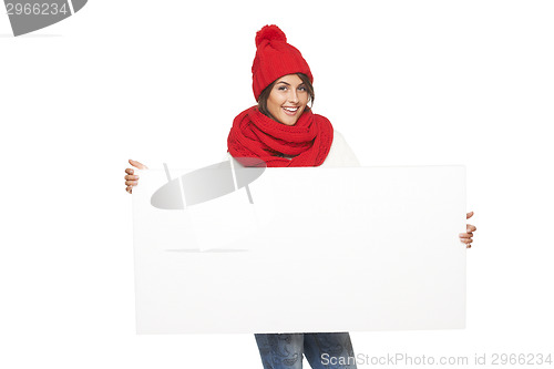 Image of winter woman with banner