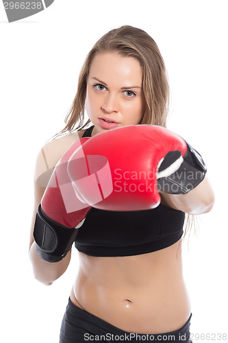 Image of Pretty woman boxing