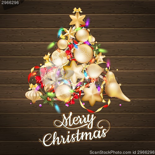 Image of Christmas card with baubles. EPS 10